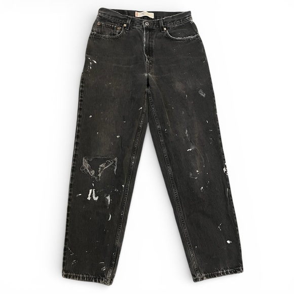 Y2K Levi’s 560 Comfort Fit Black Jeans Distressed Paint Splatter 32 X 32 (2004)